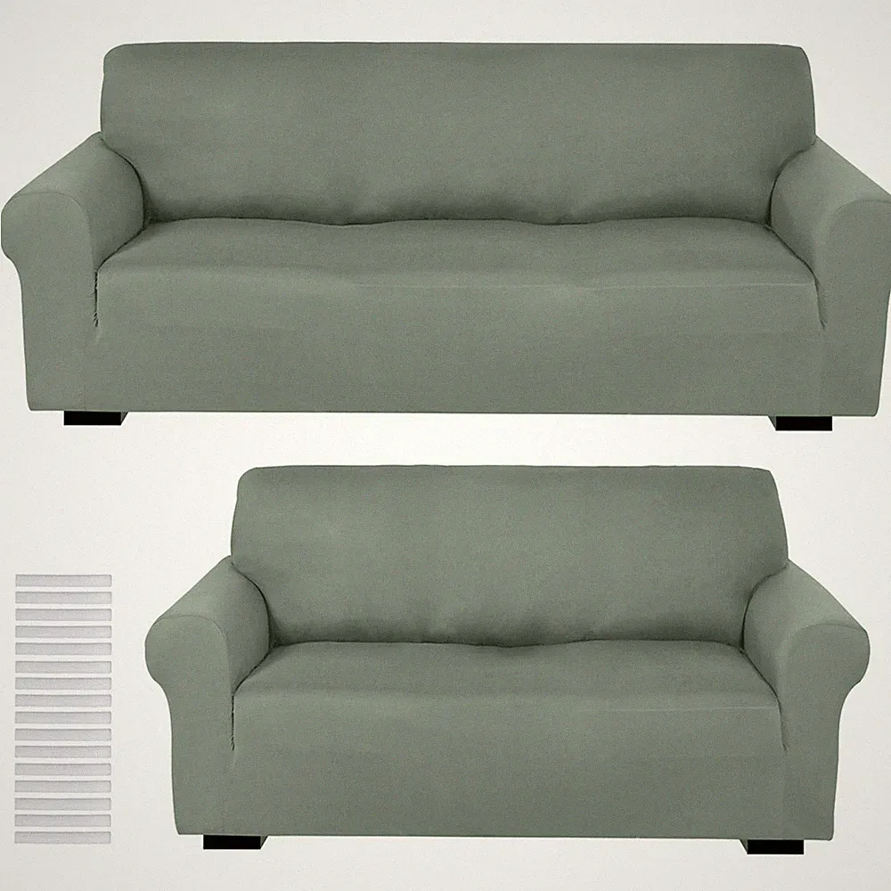 2 Pcs Sofa Covers Couch and Loveseat Covers Set Stretch Sofa Slipcover for Li...