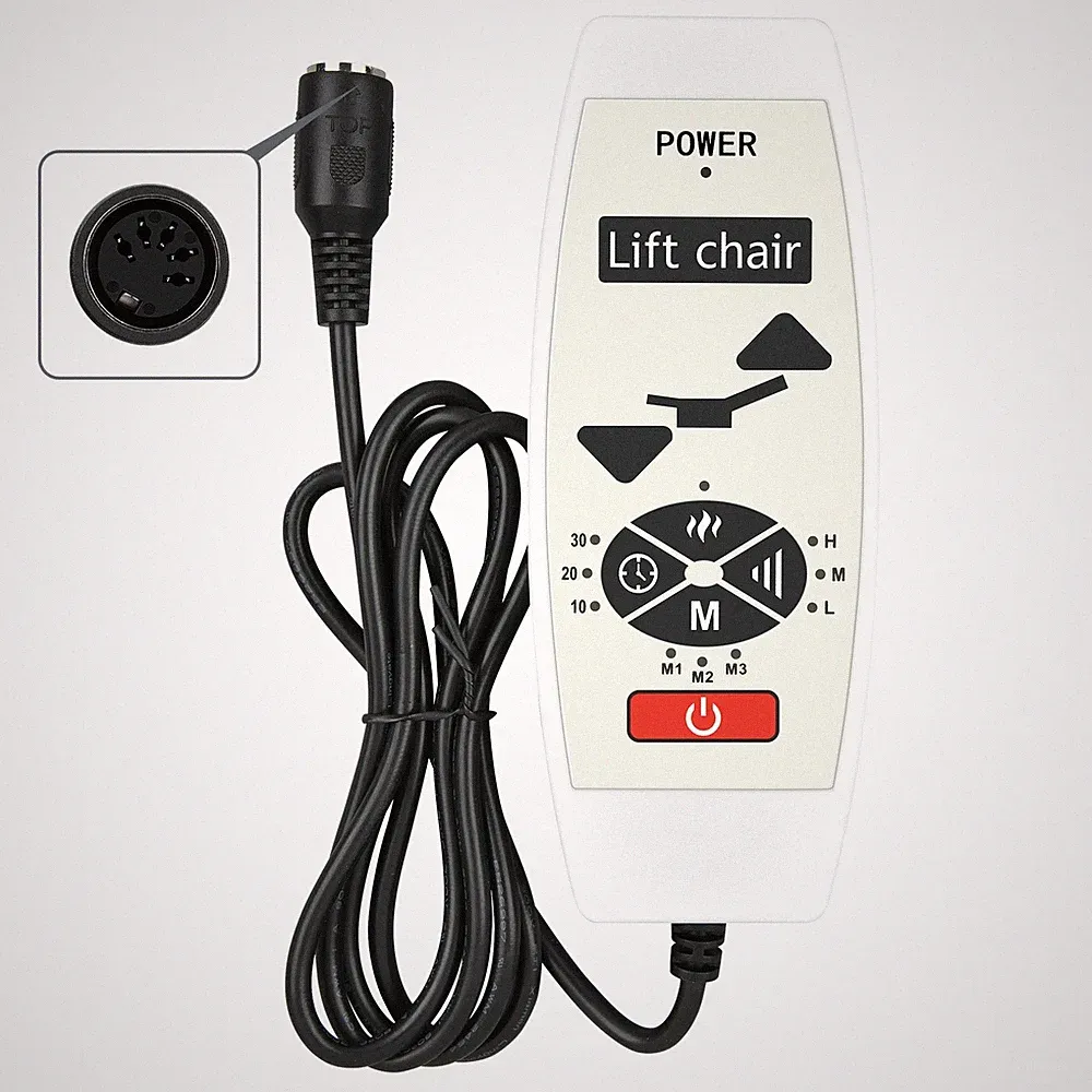5 Pin Plug Lift Chair Power Recliner Remote Control Switch with Massage & Heat