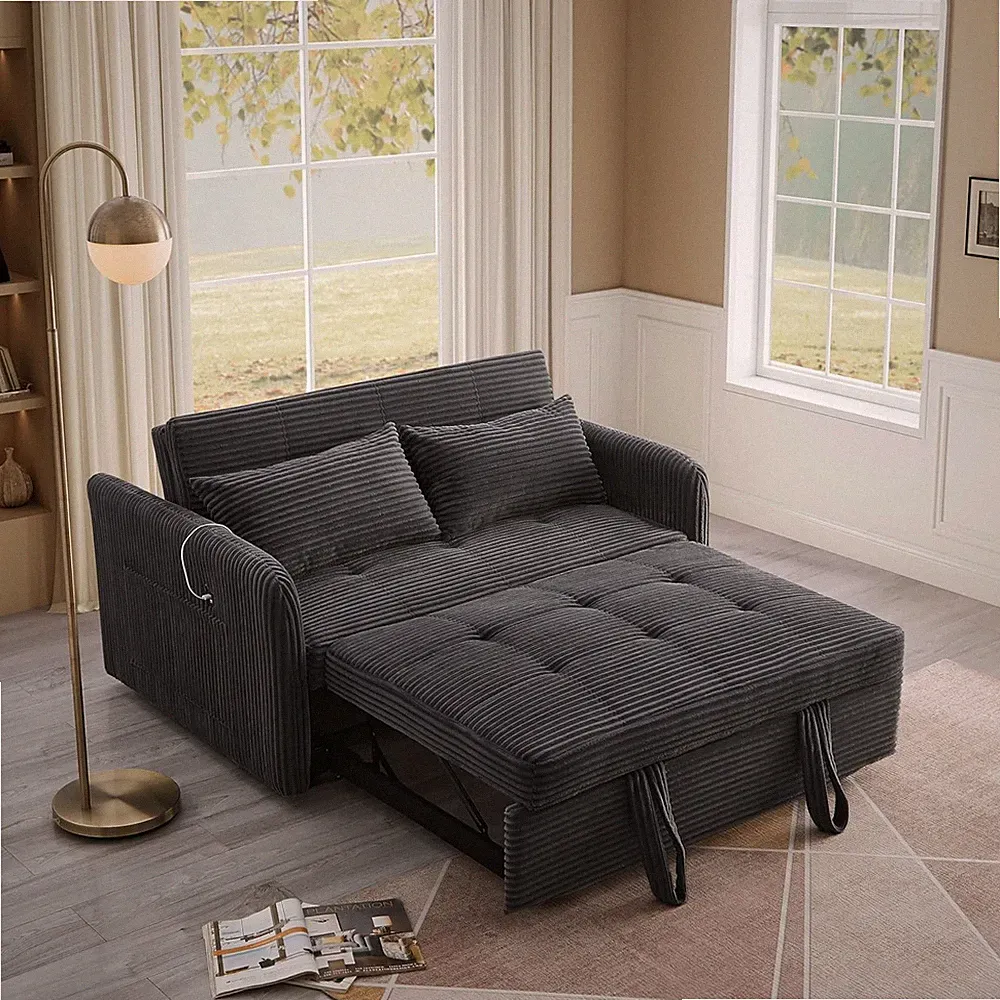 Convertible Sofa Bed with Cup Holder Pull Out Sleeper Sofa Bed USB Charger Ports