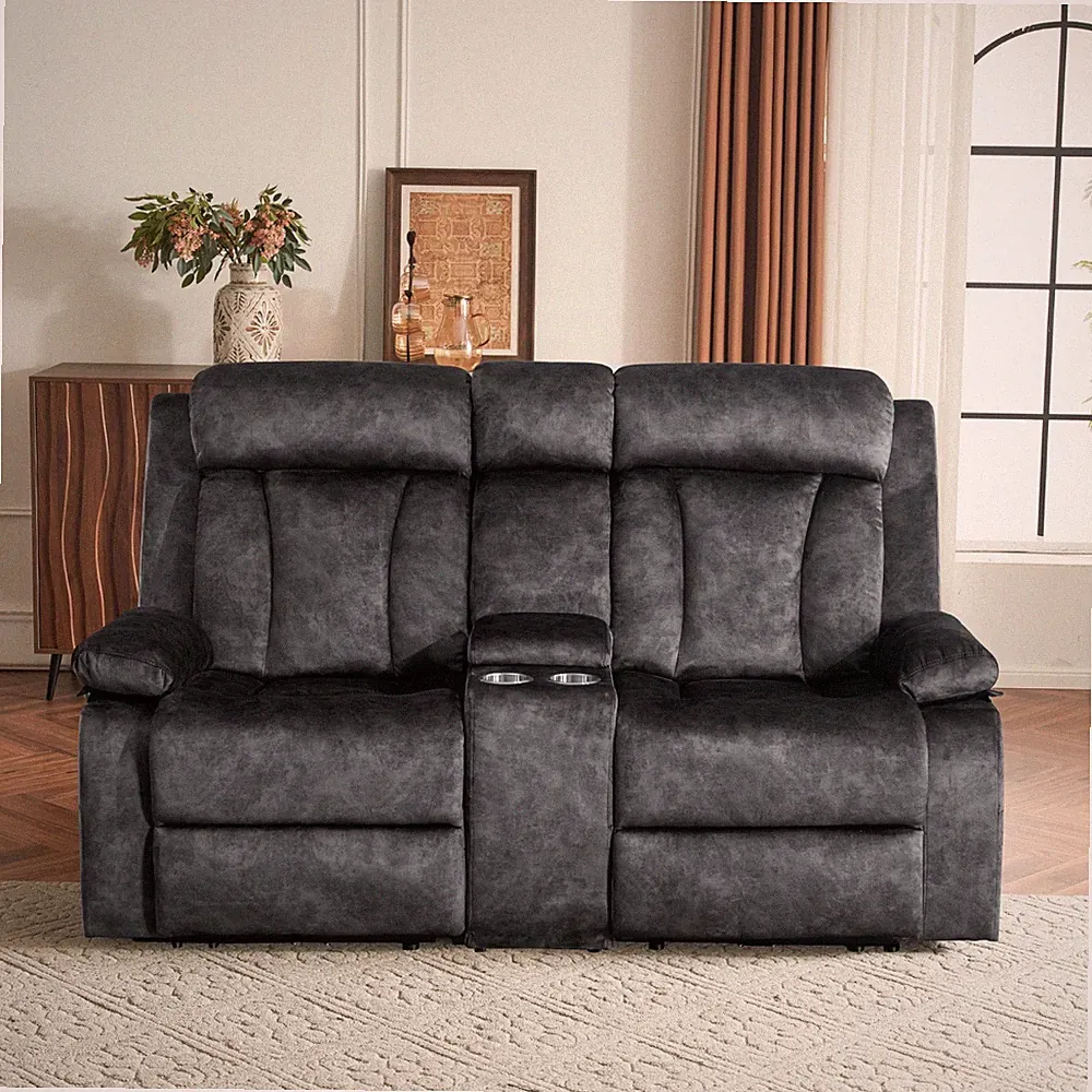 Electric Power Loveseat Recliner, Dual Recliner Sofa Couch with Heat & Massage