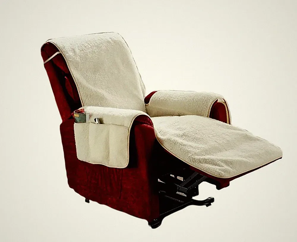 Fleece Recliner Chair Cover Furniture Protector with 6 Storage Pockets