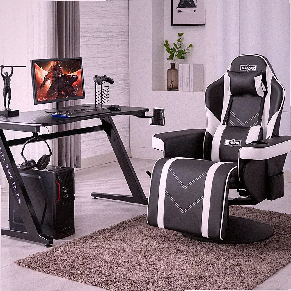 Gaming Recliner Chair for Adults Higher Back Wider Lumbar Support Swivel PU Leat
