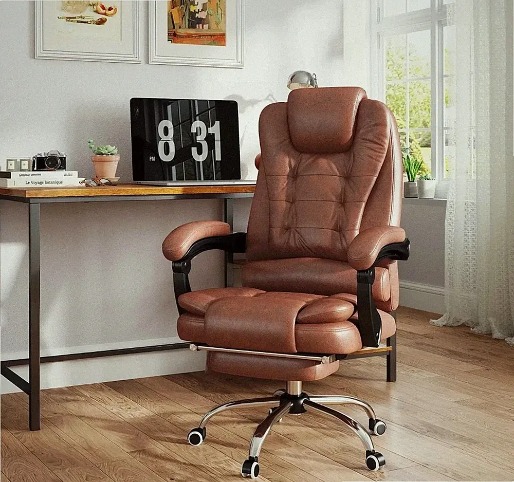 Heated 6 Point Vibration Massage Executive Office Chair High Back Recliner UK