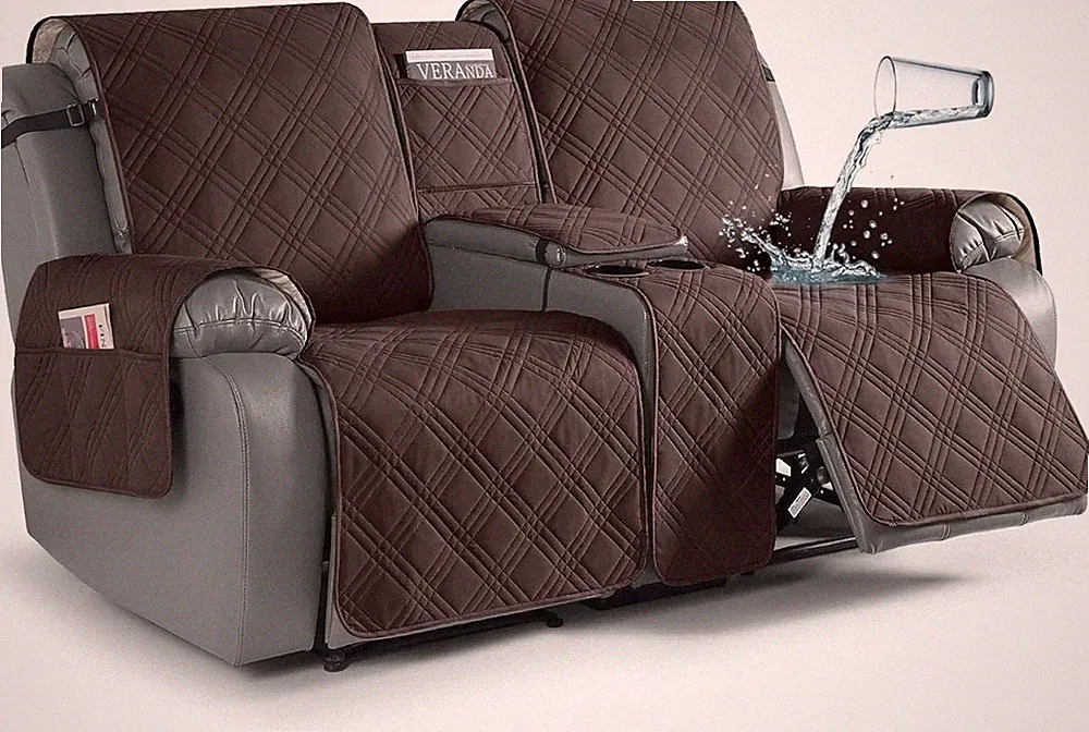 Loveseat Recliner Cover with Center Console, 100% Waterproof Pet Cover for Dual