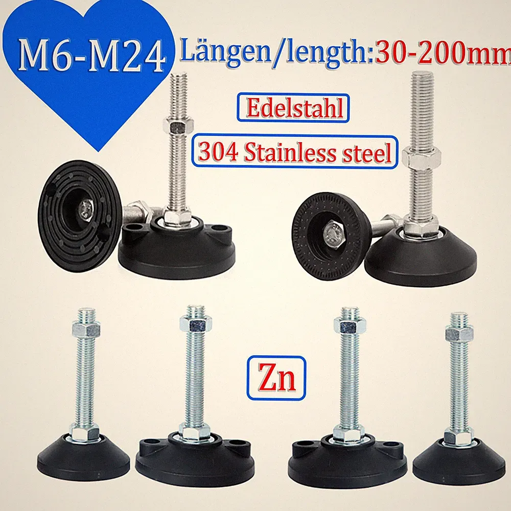 M6 M8 M10 - M24 with Lock Nut Levelling Height Adjustable Machine Furniture Feet