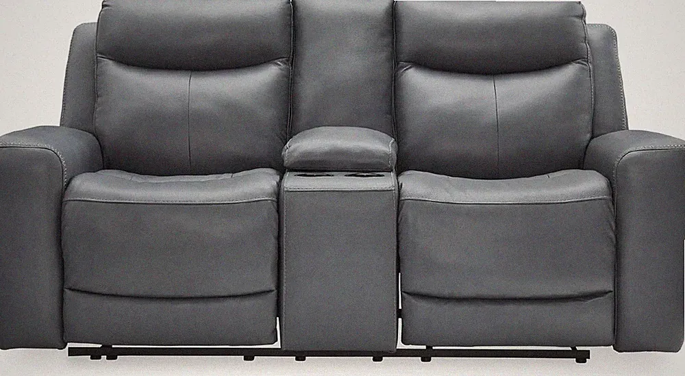 Modern Power Reclining Loveseat with Console, USB Ports & Cup Holders - Gray
