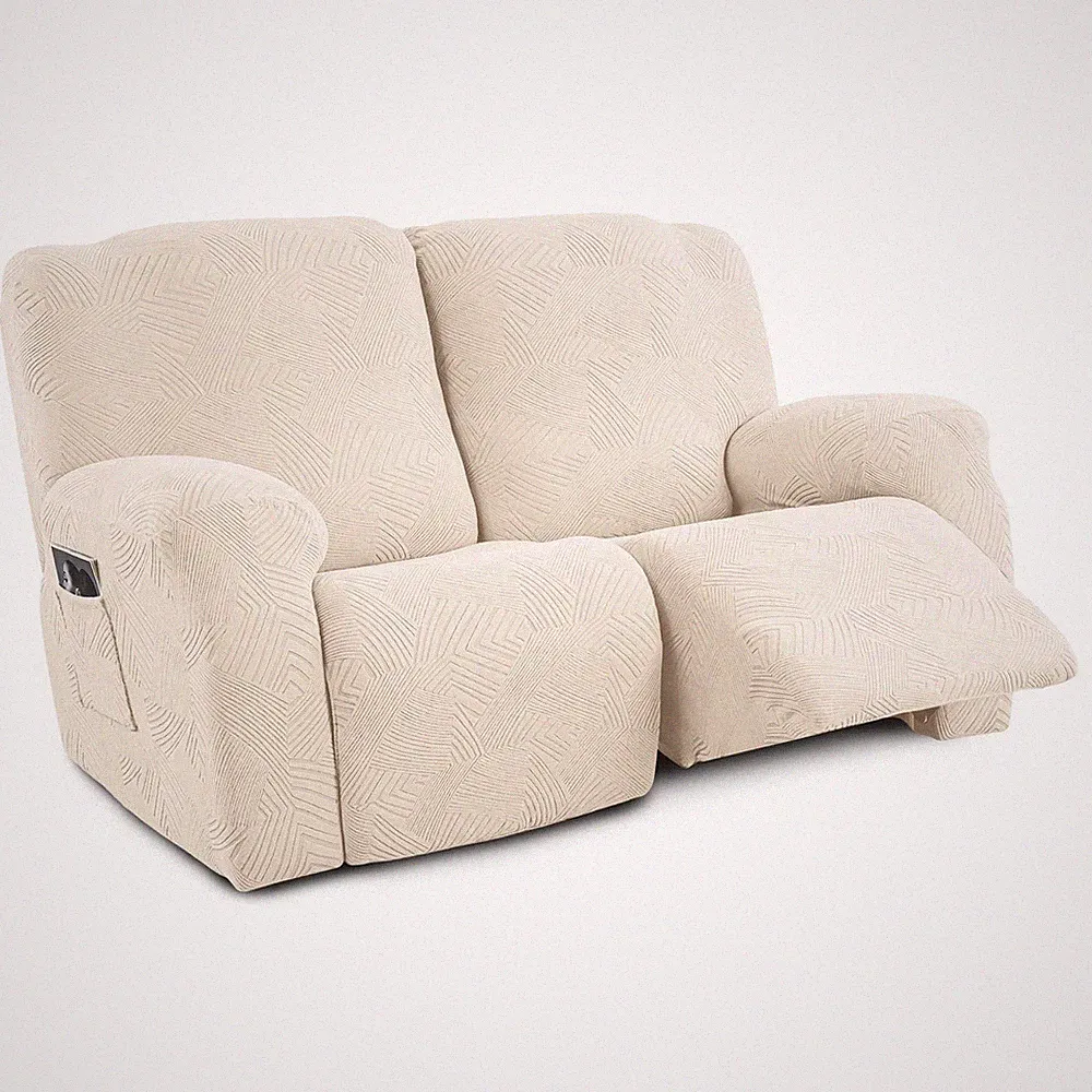 New Listing Recliner Loveseat Covers,4-Piece Stretch Geometric Strokes Jacquard Reclining...