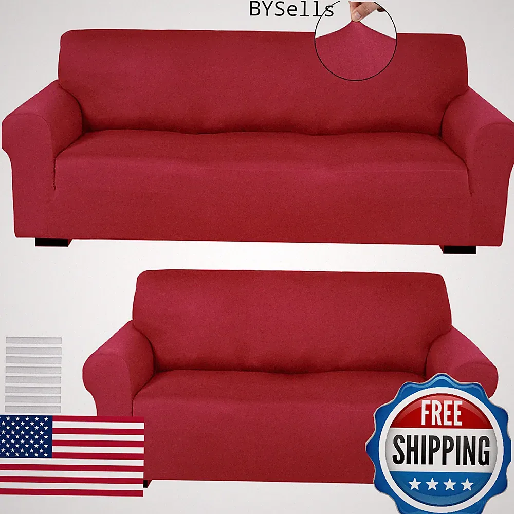 Peryiter 2 Pcs Sofa Covers Couch and Loveseat Covers Set Stretch Sofa Slipcover