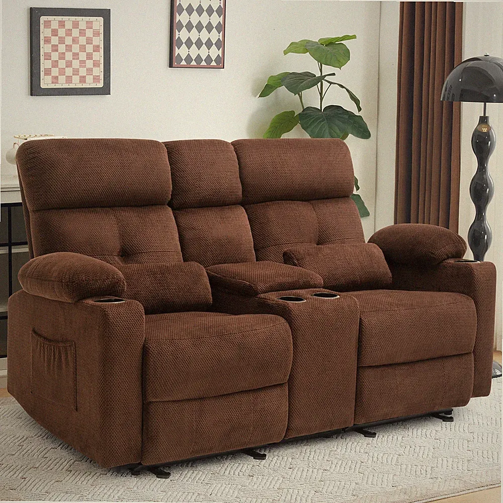 Power Loveseat Recliner Sofa with Console, Loveseat Reclining Sofa with Heat