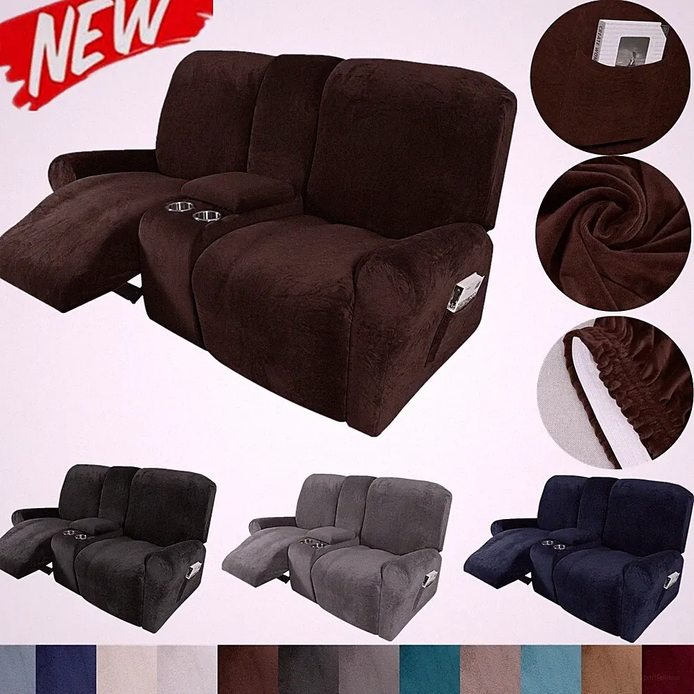 Stretch Recliner Loveseat Cover w/ Center Console 2 Seater Couch Sofa Slipcover