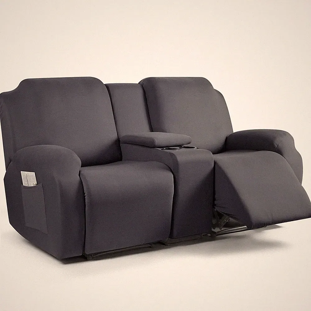 TAOCOCO Reclining Loveseat with 2 Seat Recliner Cover Console, Dark Gray