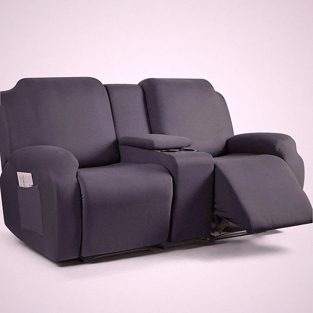 TAOCOCO Reclining Loveseat with 2 Seat Recliner Cover Console, Dark Gray