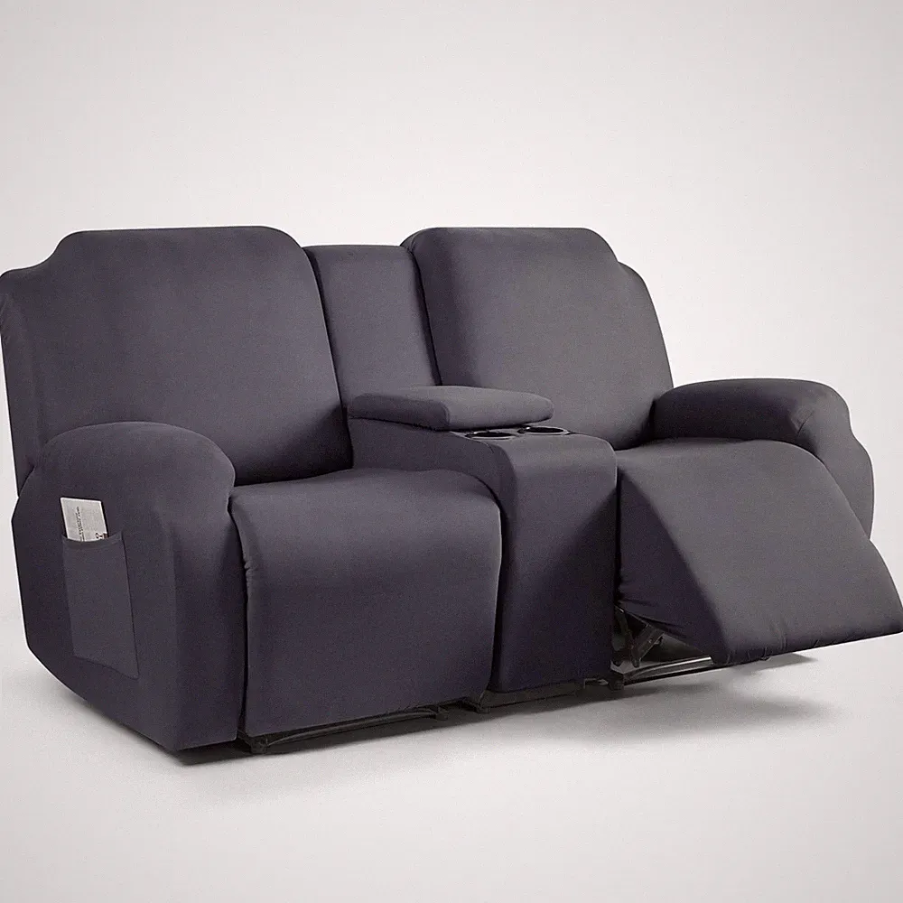TAOCOCO Reclining Loveseat with Middle Console Slipcover, 4 Piece Polyester F...