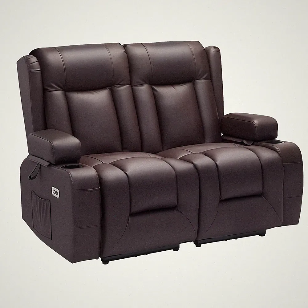 Uimoso Loveseat Recliner Sofa PU Leather Power Reclining Couch Heating & Massage