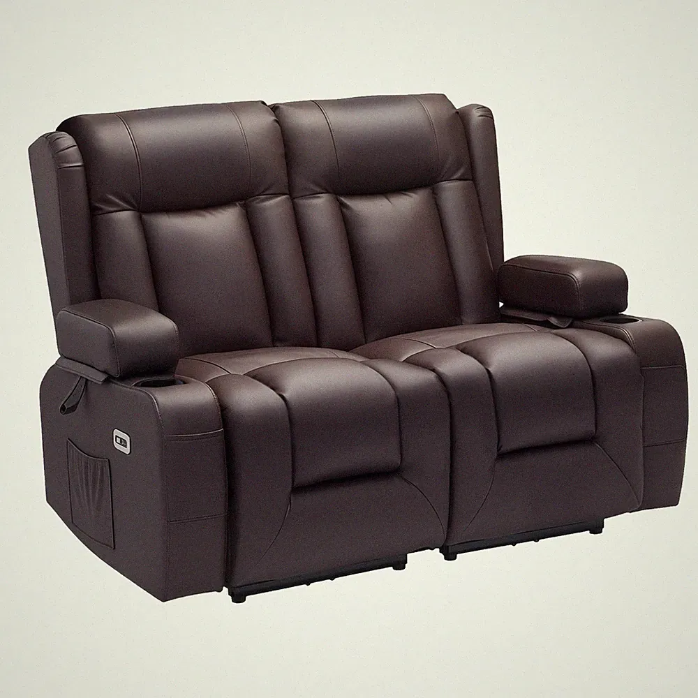 VEVOR Loveseat Recliner Sofa PU Leather Power Reclining Couch Heating & Massage