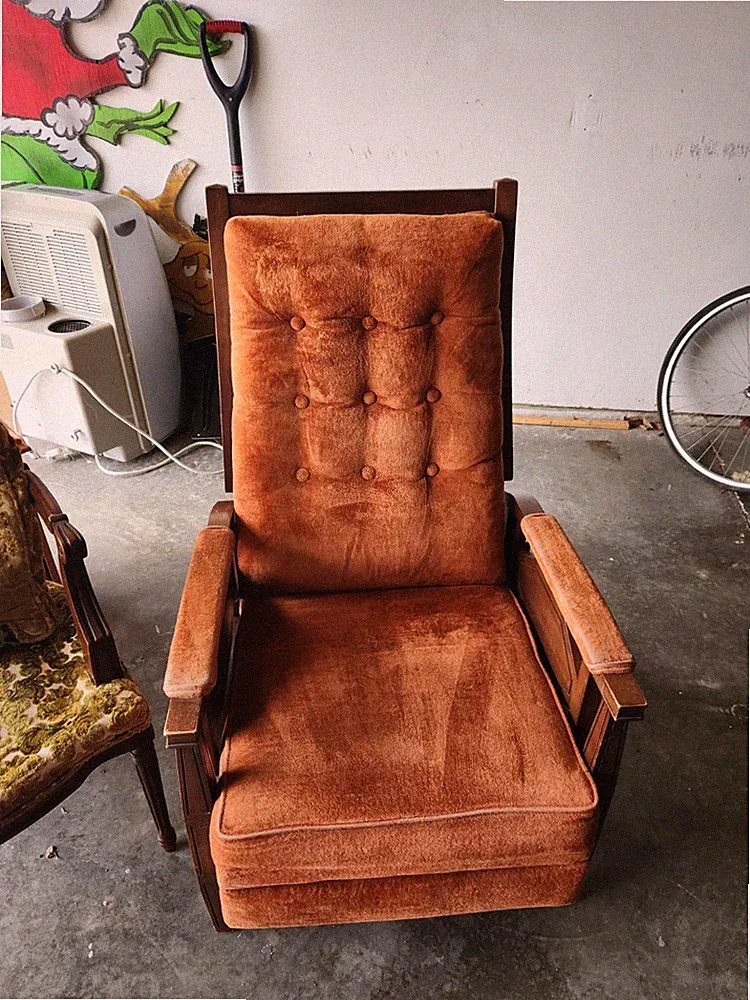 Vintage MCM Reclining Chair Burnt Orange Velvet