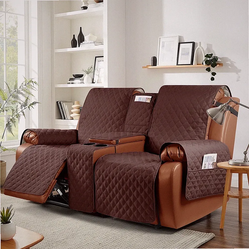 Waterproof Loveseat Recliner Cover with Console, Non-Slip Reclining Couch Covers